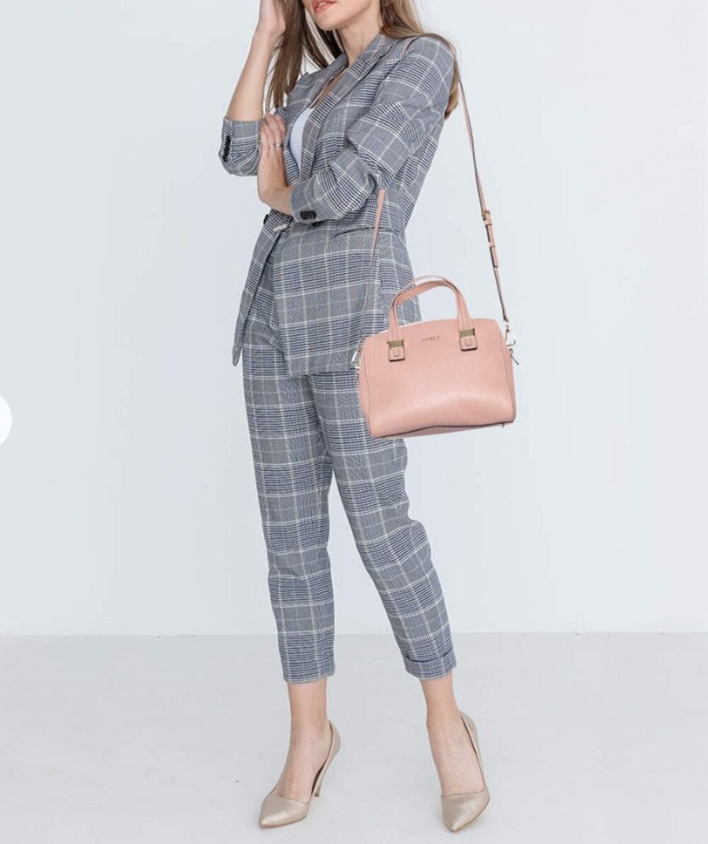 Furla Tote Bag Womens Pink Pebbled Leather Satchel Top Handle Shoulder Strap